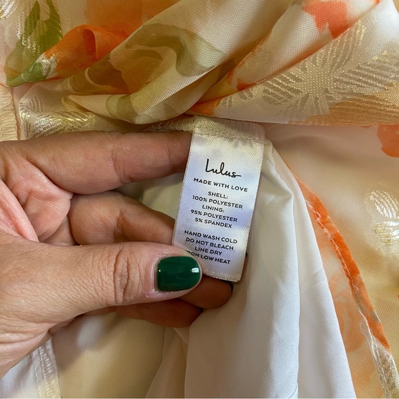 NWOT Lulus Beyond Beauty White and Orange Floral Burnout Tiered Midi Dress - Picture 9 of 11